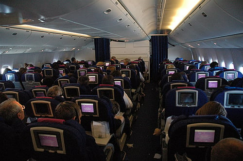 Typical 3-3-3 configuration in airline economy class.