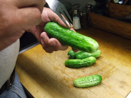 Poke holes, not too deep,  all over each cucumber with a fork.