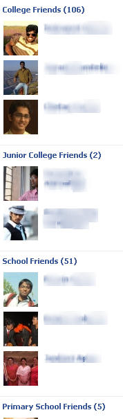 Facebook Friend Lists in a sidebar of a Facebook Profile.