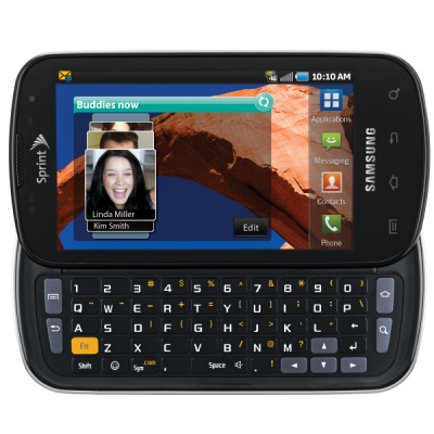 Samsung Epic 4G, with keyboard extended. You can see 5 rows of keys as well as cursor keys and other function buttons