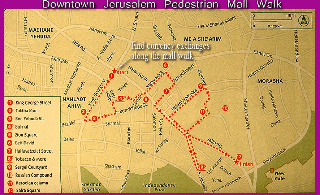 Downtown West Jerusalem - the pedestrian mall walk takes you past many great shops, and convenient currency exchange locations.
