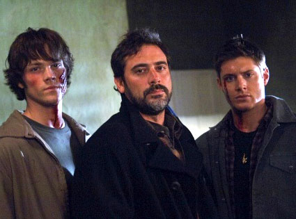 Jared Padalecki as Sam Winchester, Jeffrey Dean Morgan as John Winchester, and Jensen Ackles as Dean Winchester