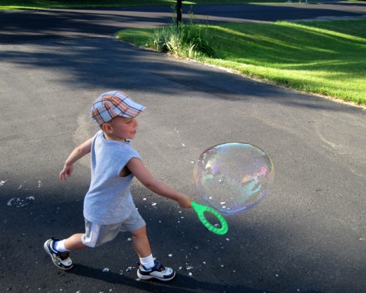 Chasing a get away bubble.