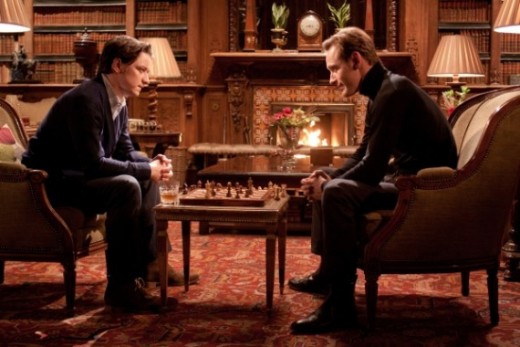 James McAvoy as Charles Xavier and Micheal Fassbender as Erik Lensherr