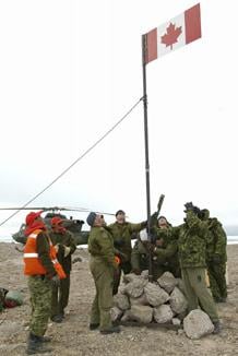 Canadian Flag raising on Hans Island