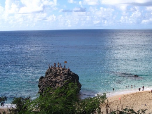 Jumping off the 25-foot high rock at Waimea Bay is a 'must-do' activity at the North Shore. 