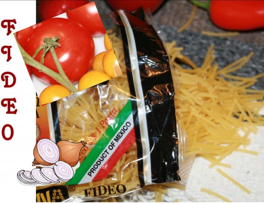 This is fideo pasta but you can use broken up angel hair pasta too.  The bags I buy cost about 32 cents!