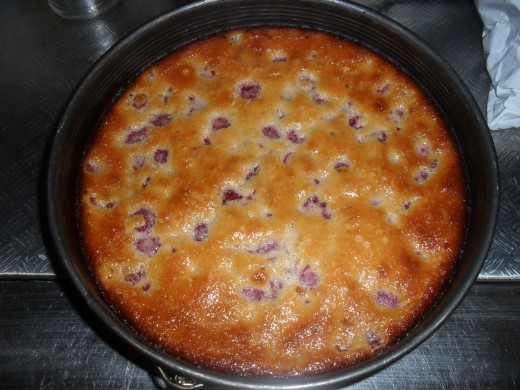 Freshly baked raspberry cheesecake