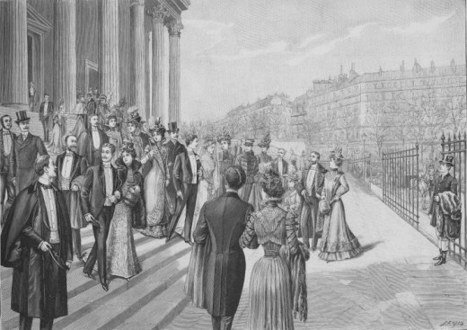A grand wedding at La Madeleine, Paris. Illustrated 'Le Figaro', March 1900.