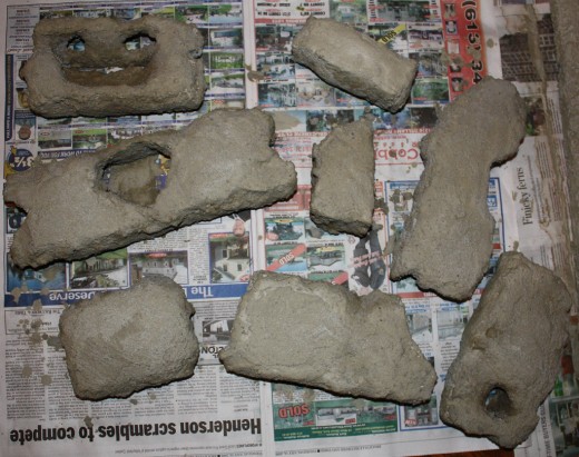 Photo By: Ian Leverette - Styrofoam has been cut out to resemble rocks - then brushed over with cement mixture.