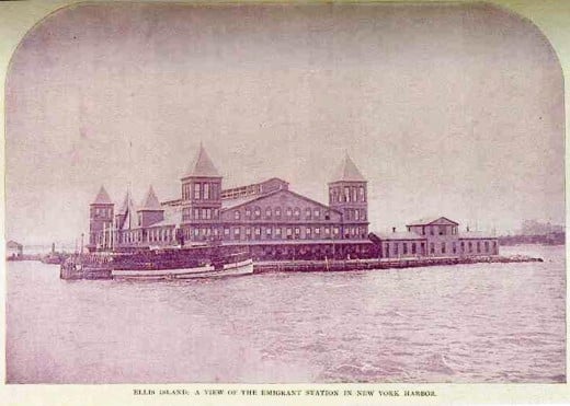 First Ellis Island Immigration Station in New York Harbor. Opened January 2, 1892. Completely destroyed by fire on 15 June 1897.