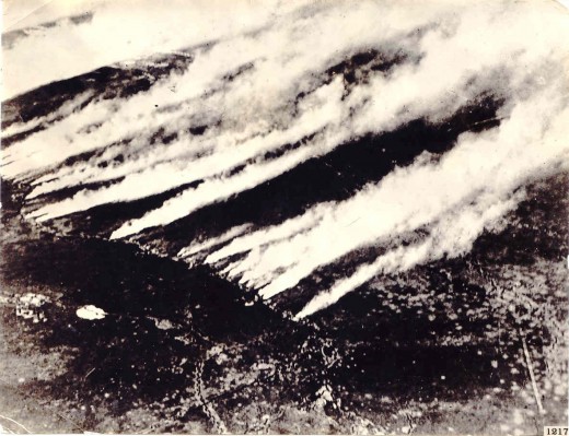 Gas attack on trench line