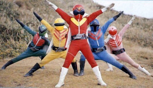 A screenshot from the show "Super Sentai," from which our show "Power Rangers" was based upon.