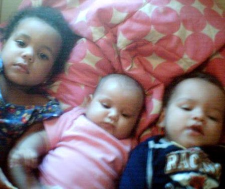 Ayden with his big sister, Anaya, and his baby sister, Layla.
