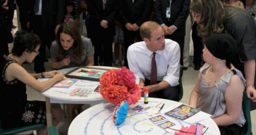 William and Catherine talk to children in the cancer ward at the Sainte-Justine University Hospital in Montreal