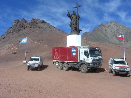 Rally Dakar Argentina-Chile-Argentina. Cristo Redentor, Andes mountains 