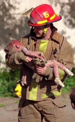 An innocent young victim of the Oklahoma City bombing