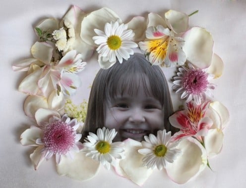 My granddaughter with floral frame
