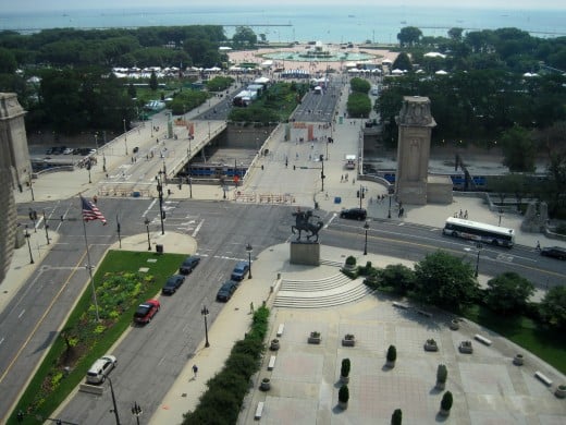 Grant Park and Lake Michigan from hotel window.