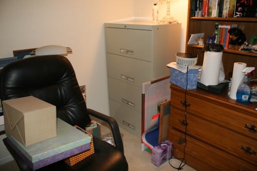 file cabinet is overkill for our needs, but I'll keep it.  Maybe I can move it elsewhere?