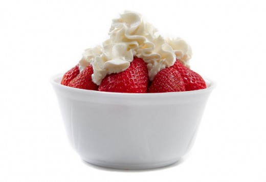 Whipped topping made from nonfat dry milk powder is low in fat and relatively easy to make.