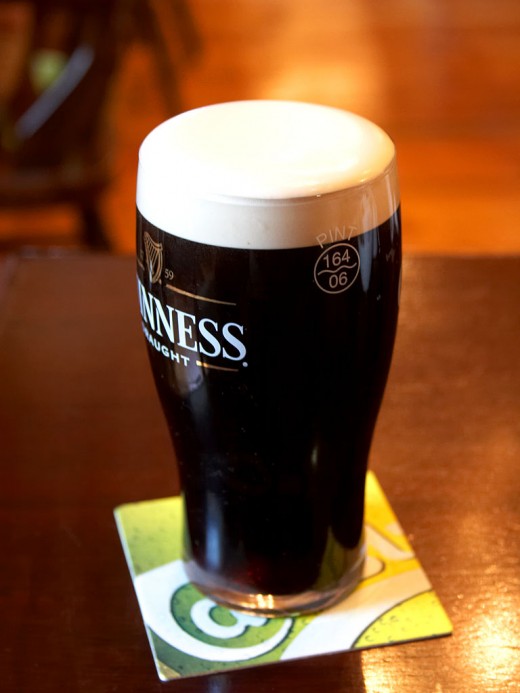 Guinness with its characteristic head.