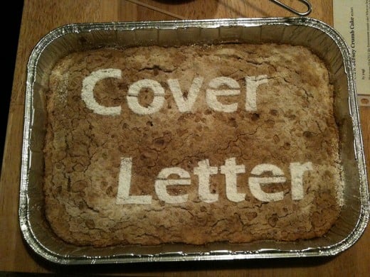 Cover letter spelled into a casserole.