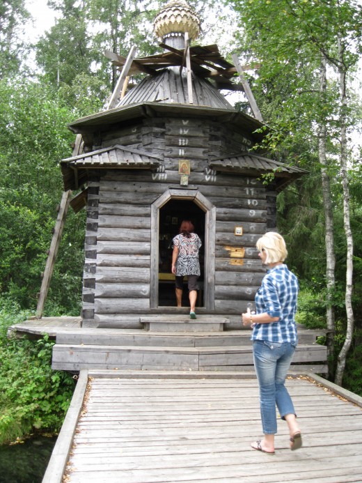 Chapel next to sacred spring in vicinity of Valday District of Novgorod Oblast, Russia