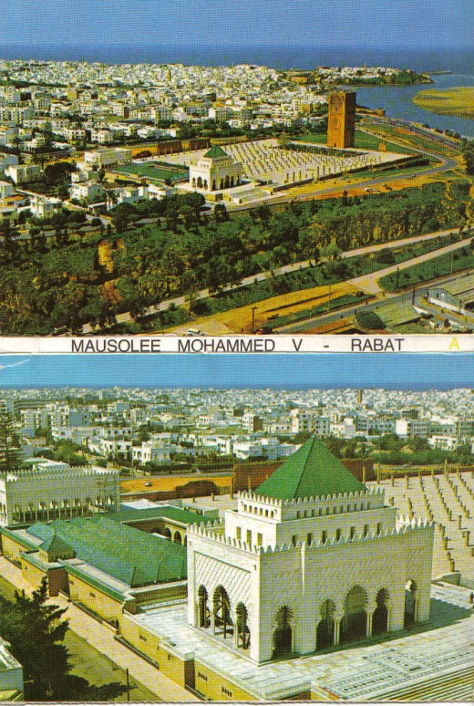 Rabat - Marocco Mausoleum Mohammed V, Hassan Turm-in the foreground, the pillars of a former prayer hall.
