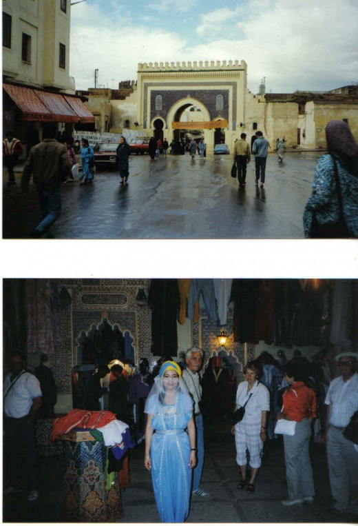 Fez, Morocco - Bab Boujloud famous (blue gate). Entrance to the Medina, Bazaars