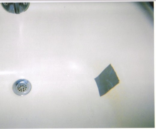 Duct tape in a bathtub.