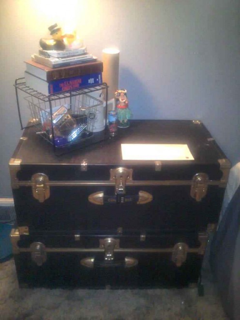 These trunks are filled with children's collections such as my son's Hot Wheels.