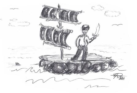 You can even make a pirate ship out of garbage bags.