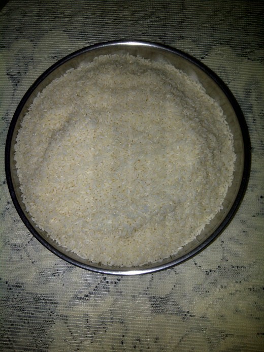 Rice after draining, now a little more in quantity because the grains become a little swollen