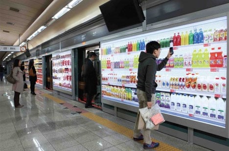 Virtual South Korean supermarket in subway stations