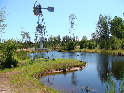 A pond filled with fish for kids to go fishing.