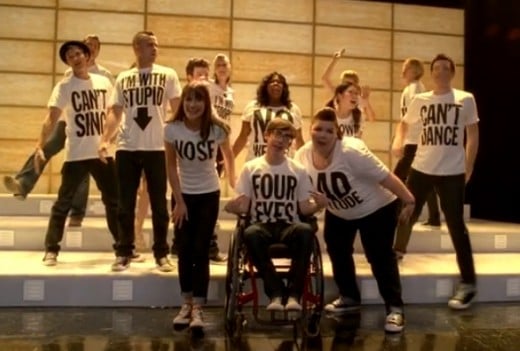 The Gleeks with their Born this Way performance T-shirts. 
