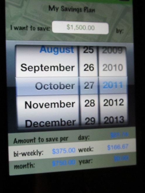 Easy to use- just put in the amount you want to save and the date you need it.
