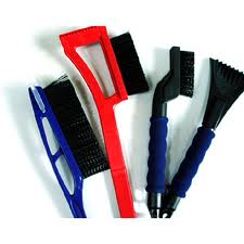 Here are several varieties of ice and snow scraping tools!