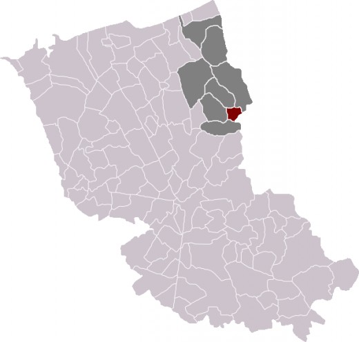 Map location of Oost-Cappel in Dunkirk 'arrondissement', France