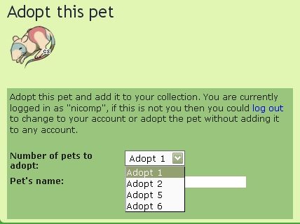 1, 2, 5, or 6 rats can be adopted simultaneously.
