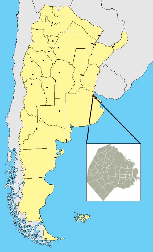 Map location of Buenos Aires, Argentina