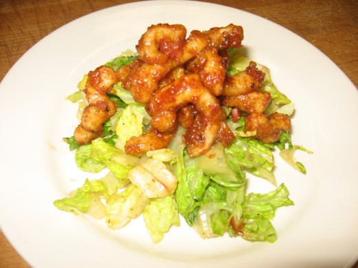 Salad with Spicy Calamares & Hot Marinara Sauce