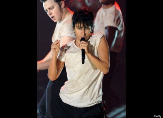 Dancers joined her on stage