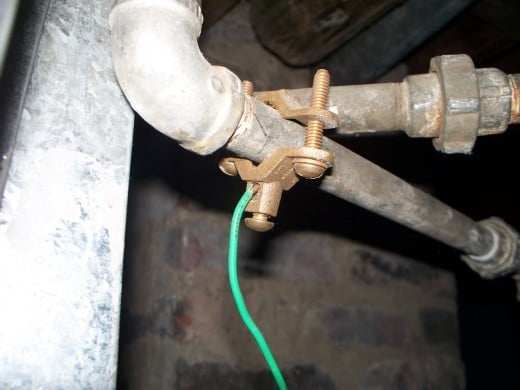 It is common in older homes to find an electrical ground connected to the plumbing. 