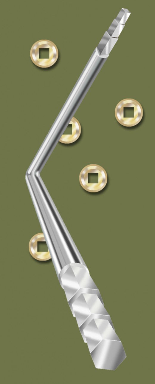 Figure 2 - Seat Wrench, with seat nuts scattered around. Painted in PhotoShop by the author