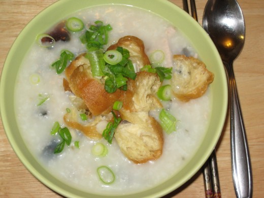 Congee - with pork and preserved egg.  This is one of my favorites - so yummy!