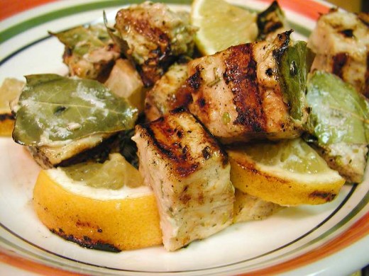 Marinated grilled swordfish