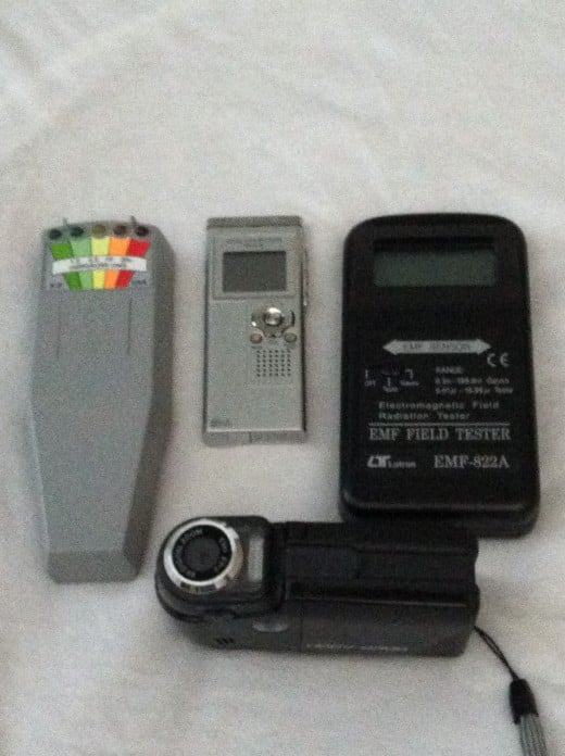 PI Equipment; K-2 meter, voice recorder, EMF dtector, full spectrum camera. 