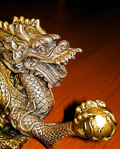 Chinese Prosperity Pearl in Claw  Lucky Dragon Statue